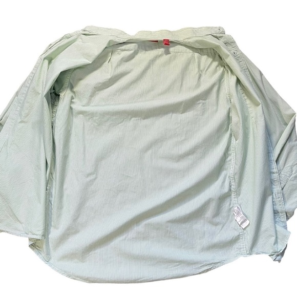 Izod White and Pale Green Pinstripe Button Down Shirt Sz M - Picture 5 of 12